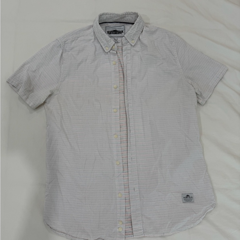 Men's White Penfield Short Sleeve Button Down Shirt